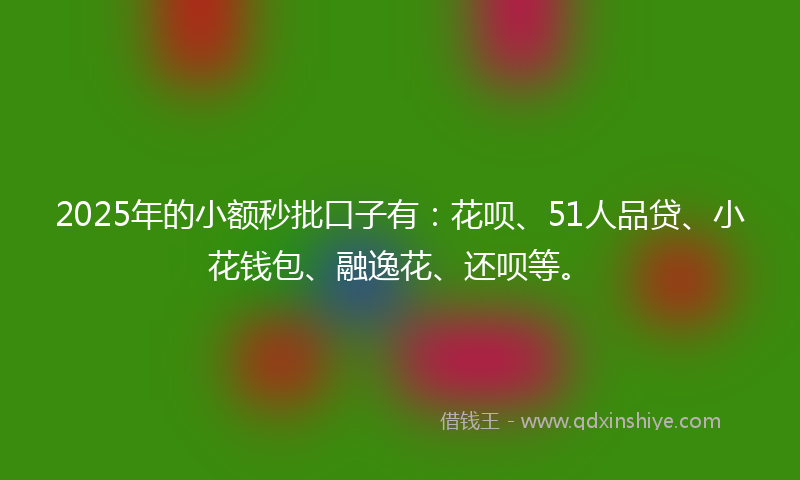 2025年的小额秒批口子有：花呗、51人品贷、小花钱包、融逸花、还呗等。