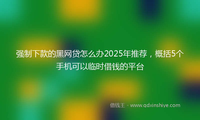 强制下款的黑网贷怎么办2025年推荐，概括5个手机可以临时借钱的平台