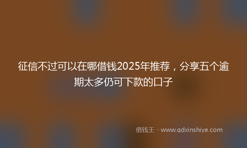 征信不过可以在哪借钱2025年推荐，分享五个逾期太多仍可下款的口子