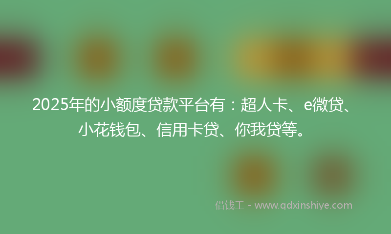 2025年的小额度贷款平台有：超人卡、e微贷、小花钱包、信用卡贷、你我贷等。