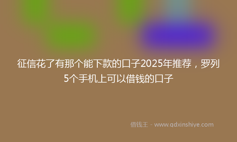征信花了有那个能下款的口子2025年推荐，罗列5个手机上可以借钱的口子