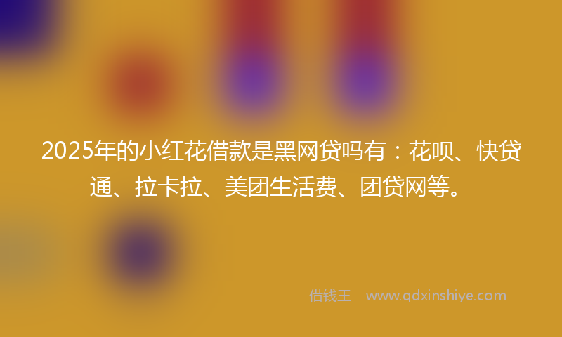 2025年的小红花借款是黑网贷吗有：花呗、快贷通、拉卡拉、美团生活费、团贷网等。