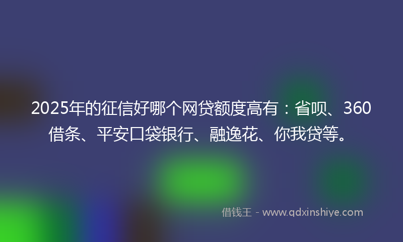 2025年的征信好哪个网贷额度高有：省呗、360借条、平安口袋银行、融逸花、你我贷等。