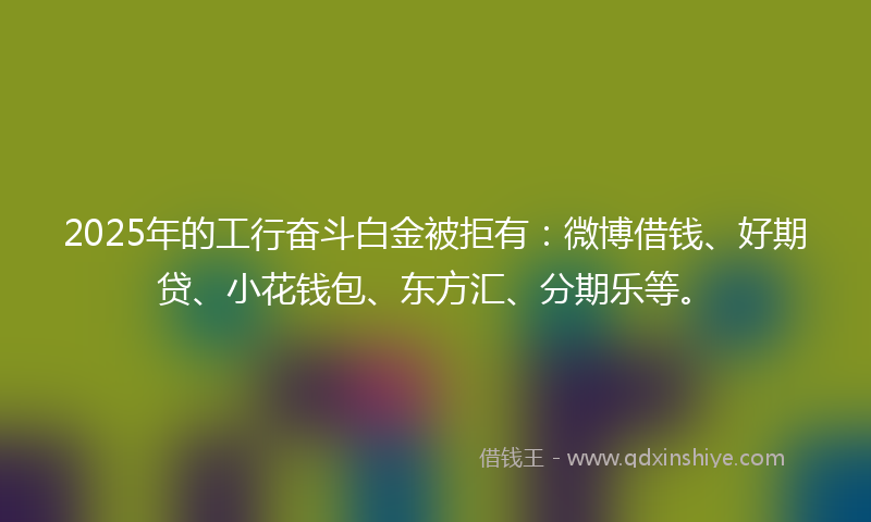 2025年的工行奋斗白金被拒有：微博借钱、好期贷、小花钱包、东方汇、分期乐等。
