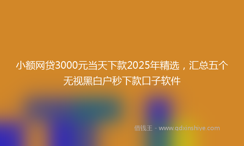 小额网贷3000元当天下款2025年精选，汇总五个无视黑白户秒下款口子软件