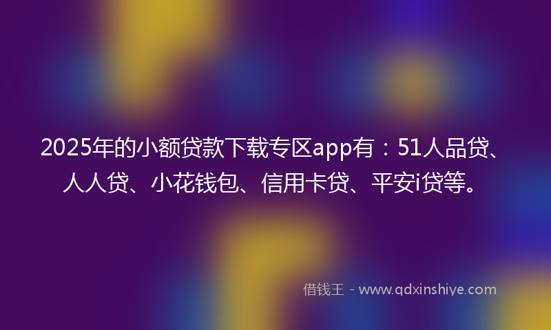 2025年的小额贷款下载专区app有：51人品贷、人人贷、小花钱包、信用卡贷、平安i贷等。