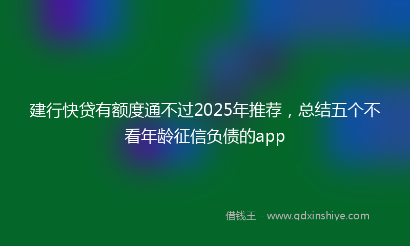 建行快贷有额度通不过2025年推荐，总结五个不看年龄征信负债的app