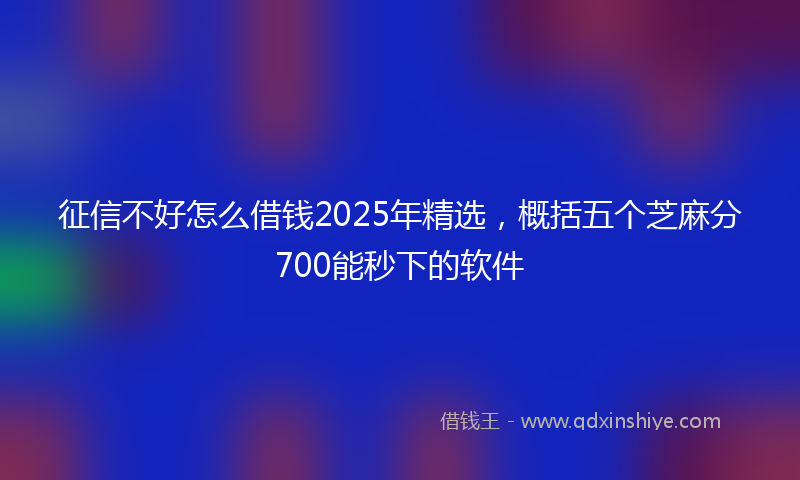 征信不好怎么借钱2025年精选，概括五个芝麻分700能秒下的软件