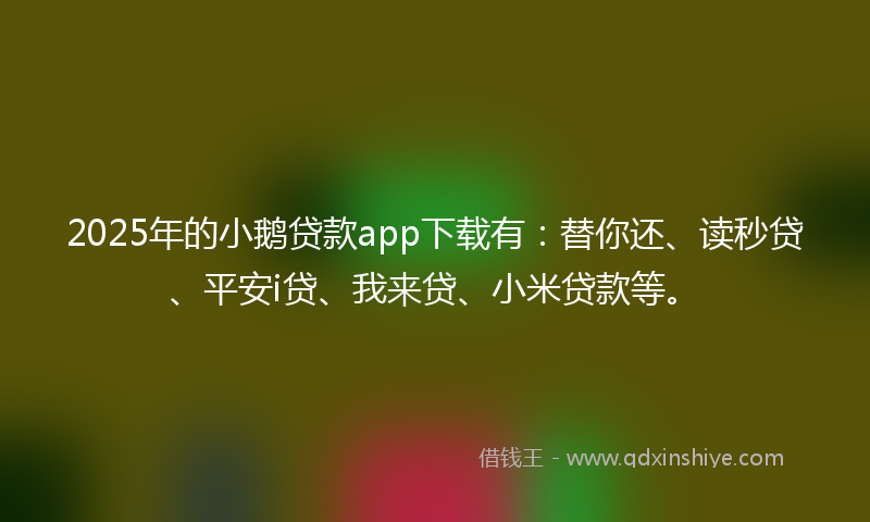 2025年的小鹅贷款app下载有：替你还、读秒贷、平安i贷、我来贷、小米贷款等。