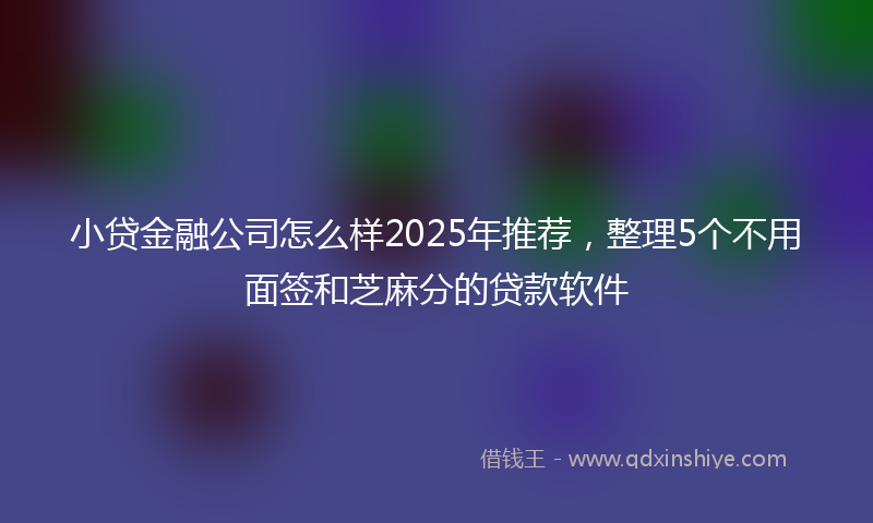 小贷金融公司怎么样2025年推荐，整理5个不用面签和芝麻分的贷款软件