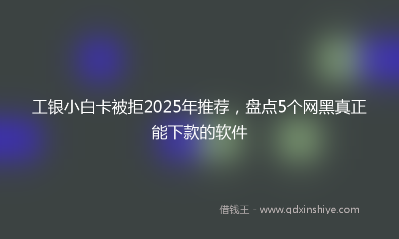 工银小白卡被拒2025年推荐，盘点5个网黑真正能下款的软件