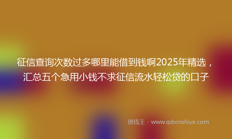 征信查询次数过多哪里能借到钱啊2025年精选，汇总五个急用小钱不求征信流水轻松贷的口子