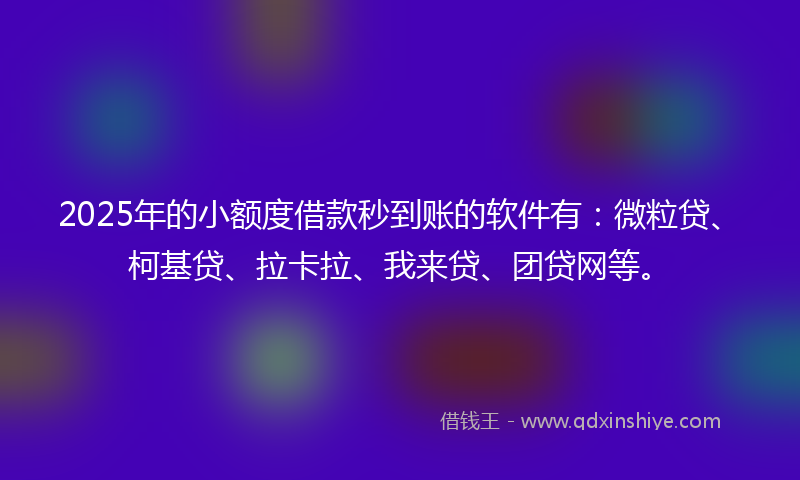 2025年的小额度借款秒到账的软件有：微粒贷、柯基贷、拉卡拉、我来贷、团贷网等。