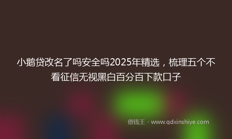 小鹅贷改名了吗安全吗2025年精选，梳理五个不看征信无视黑白百分百下款口子