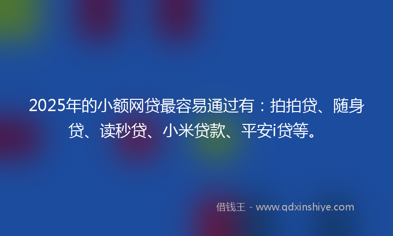 2025年的小额网贷最容易通过有：拍拍贷、随身贷、读秒贷、小米贷款、平安i贷等。