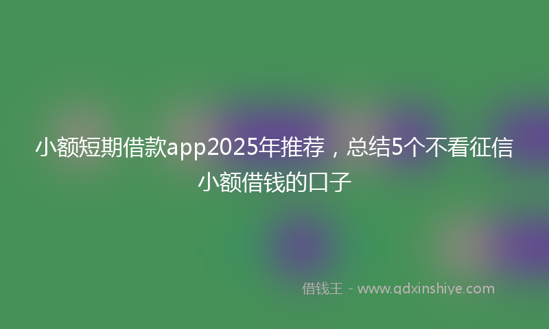 小额短期借款app2025年推荐，总结5个不看征信小额借钱的口子