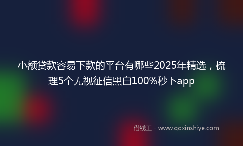 小额贷款容易下款的平台有哪些2025年精选，梳理5个无视征信黑白100%秒下app