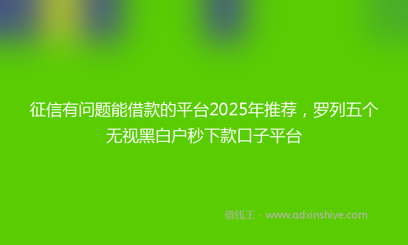 征信有问题能借款的平台2025年推荐，罗列五个无视黑白户秒下款口子平台