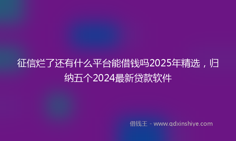 征信烂了还有什么平台能借钱吗2025年精选，归纳五个2024最新贷款软件