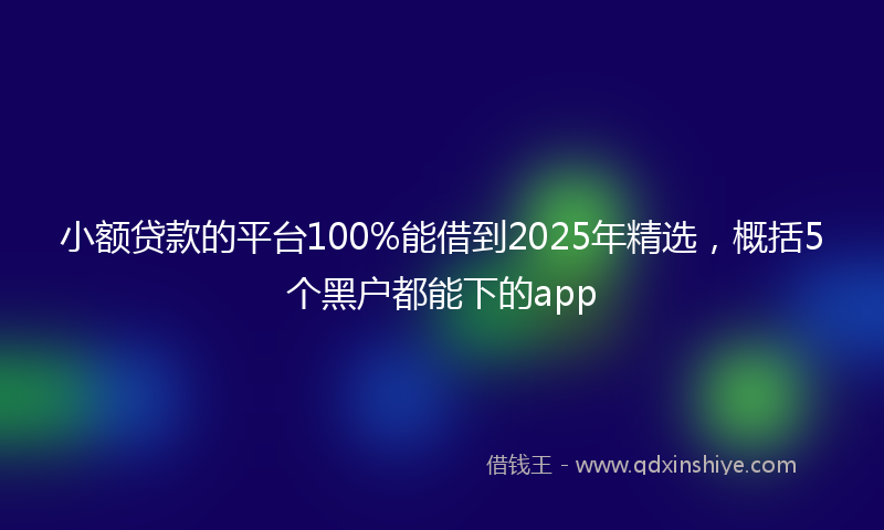 小额贷款的平台100%能借到2025年精选，概括5个黑户都能下的app