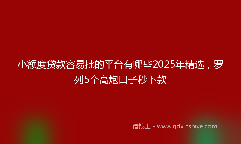 小额度贷款容易批的平台有哪些2025年精选，罗列5个高炮口子秒下款