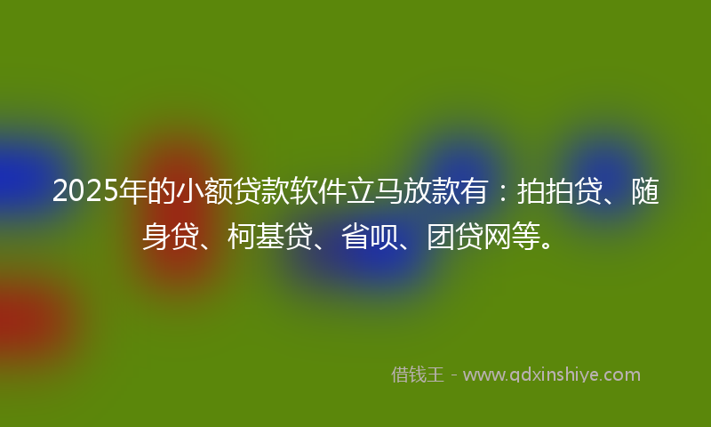 2025年的小额贷款软件立马放款有：拍拍贷、随身贷、柯基贷、省呗、团贷网等。