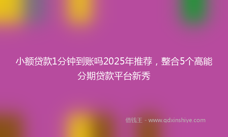 小额贷款1分钟到账吗2025年推荐，整合5个高能分期贷款平台新秀