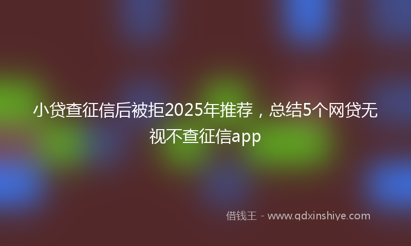 小贷查征信后被拒2025年推荐，总结5个网贷无视不查征信app