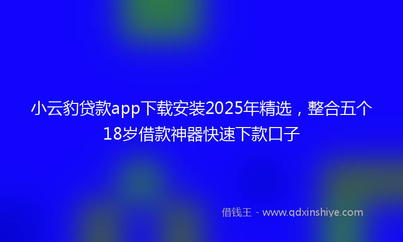 小云豹贷款app下载安装2025年精选，整合五个18岁借款神器快速下款口子