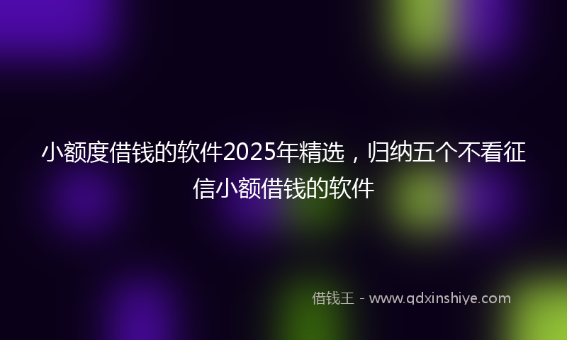 小额度借钱的软件2025年精选，归纳五个不看征信小额借钱的软件