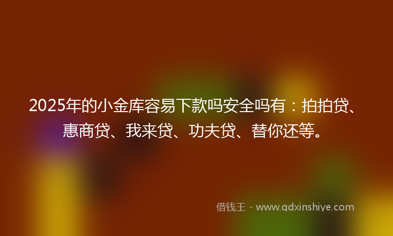 2025年的小金库容易下款吗安全吗有：拍拍贷、惠商贷、我来贷、功夫贷、替你还等。
