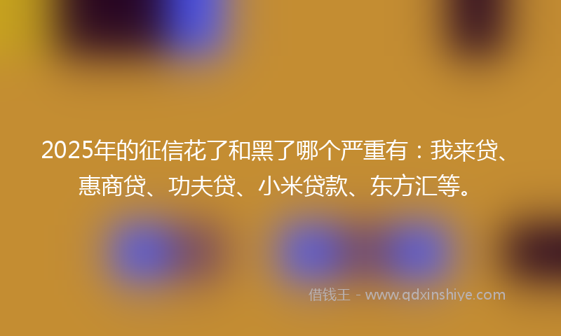 2025年的征信花了和黑了哪个严重有：我来贷、惠商贷、功夫贷、小米贷款、东方汇等。