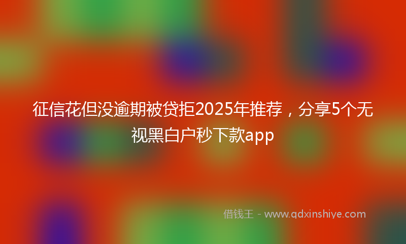 征信花但没逾期被贷拒2025年推荐，分享5个无视黑白户秒下款app