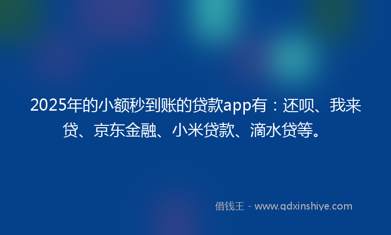 2025年的小额秒到账的贷款app有：还呗、我来贷、京东金融、小米贷款、滴水贷等。