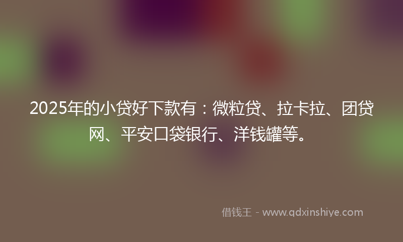2025年的小贷好下款有：微粒贷、拉卡拉、团贷网、平安口袋银行、洋钱罐等。