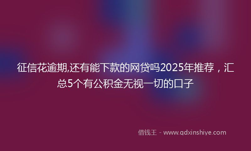 征信花逾期,还有能下款的网贷吗2025年推荐，汇总5个有公积金无视一切的口子