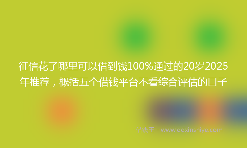 征信花了哪里可以借到钱100%通过的20岁2025年推荐，概括五个借钱平台不看综合评估的口子