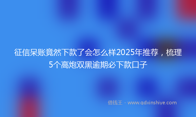 征信呆账竟然下款了会怎么样2025年推荐，梳理5个高炮双黑逾期必下款口子