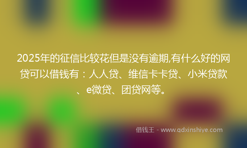 2025年的征信比较花但是没有逾期,有什么好的网贷可以借钱有：人人贷、维信卡卡贷、小米贷款、e微贷、团贷网等。