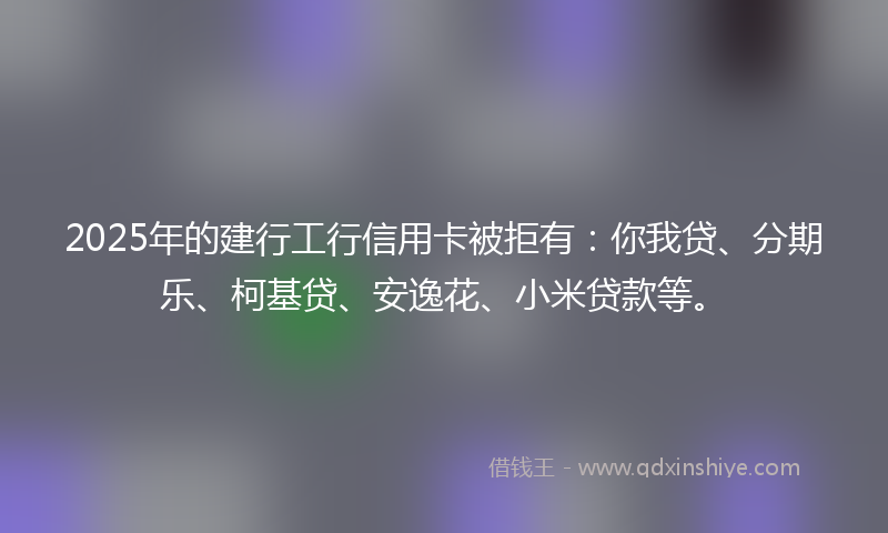 2025年的建行工行信用卡被拒有:你我贷、分期乐、柯基贷、安逸花、小米贷款等。