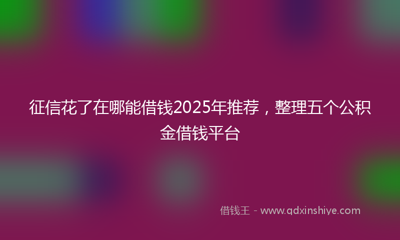 征信花了在哪能借钱2025年推荐，整理五个公积金借钱平台