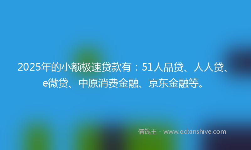 2025年的小额极速贷款有：51人品贷、人人贷、e微贷、中原消费金融、京东金融等。