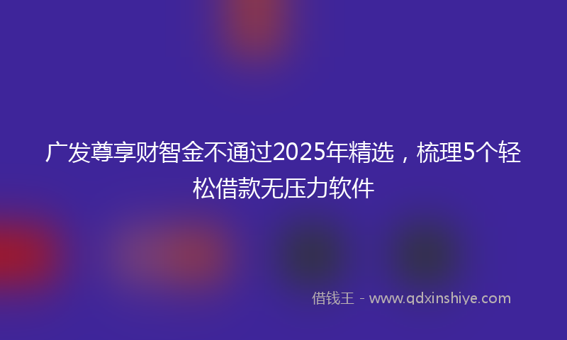 广发尊享财智金不通过2025年精选，梳理5个轻松借款无压力软件