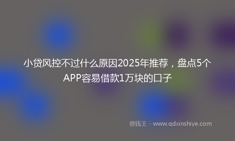 小贷风控不过什么原因2025年推荐，盘点5个APP容易借款1万块的口子