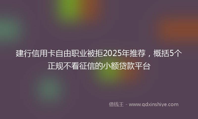 建行信用卡自由职业被拒2025年推荐，概括5个正规不看征信的小额贷款平台