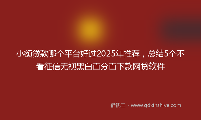 小额贷款哪个平台好过2025年推荐，总结5个不看征信无视黑白百分百下款网贷软件