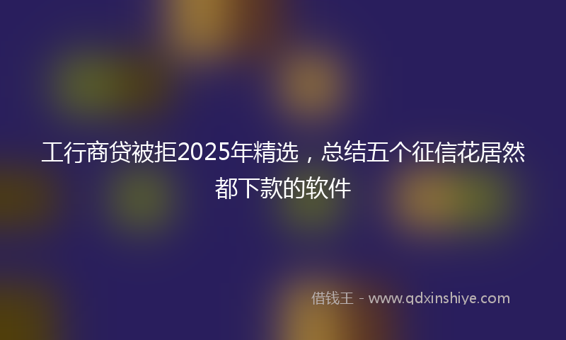 工行商贷被拒2025年精选，总结五个征信花居然都下款的软件