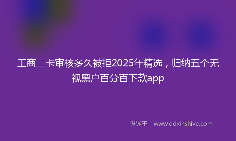 工商二卡审核多久被拒2025年精选，归纳五个无视黑户百分百下款app