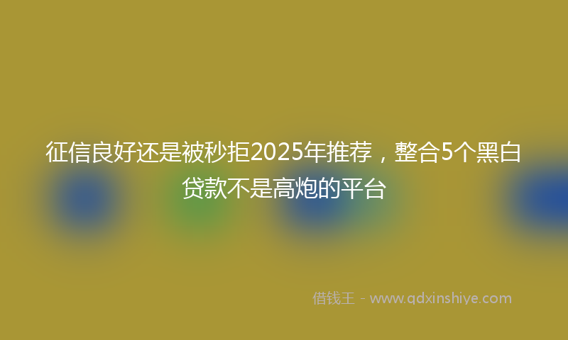 征信良好还是被秒拒2025年推荐，整合5个黑白贷款不是高炮的平台