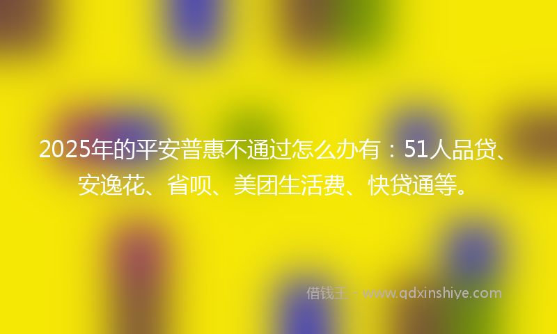 2025年的平安普惠不通过怎么办有：51人品贷、安逸花、省呗、美团生活费、快贷通等。